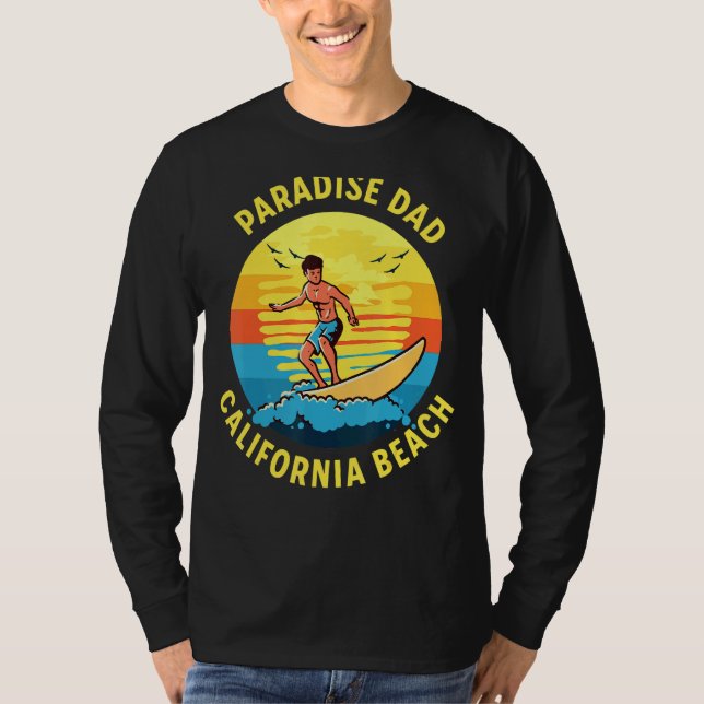 T-shirt Paradise Papa Surf California Beach (Devant)
