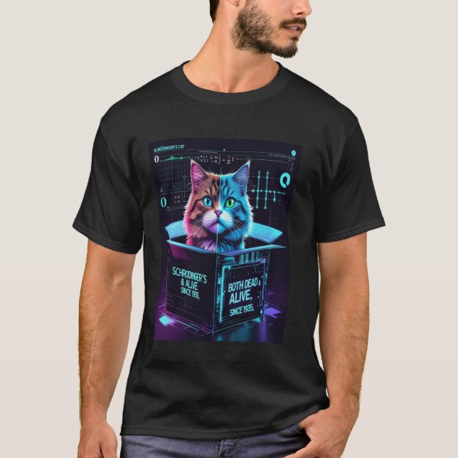 T-shirt Paradoxe Quantique Chat de Schrödinger à la fois M (Devant)