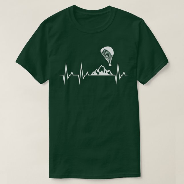 T-shirt Paraglider Heartbeat Funny Paragliding Parachute (Design devant)