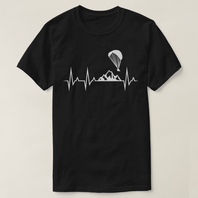 T-shirt Paraglider Heartbeat Funny Paragliding Parachuting (Design devant)