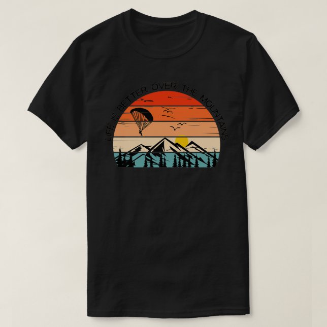 T-shirt Paraglider Mountain Sunset Cadeau Vintage 5 (Design devant)