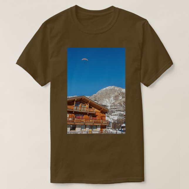 T-shirt Paragliding en alps dans ski resort (Design devant)
