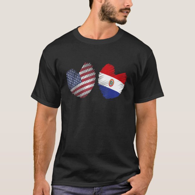 T-shirt Paraguay USA Drapeau cardio-américain Drapeau para (Devant)