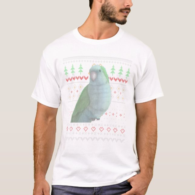 T-shirt Parakeet moine bleu Motif de Noël moche X-Mas Bi (Devant)