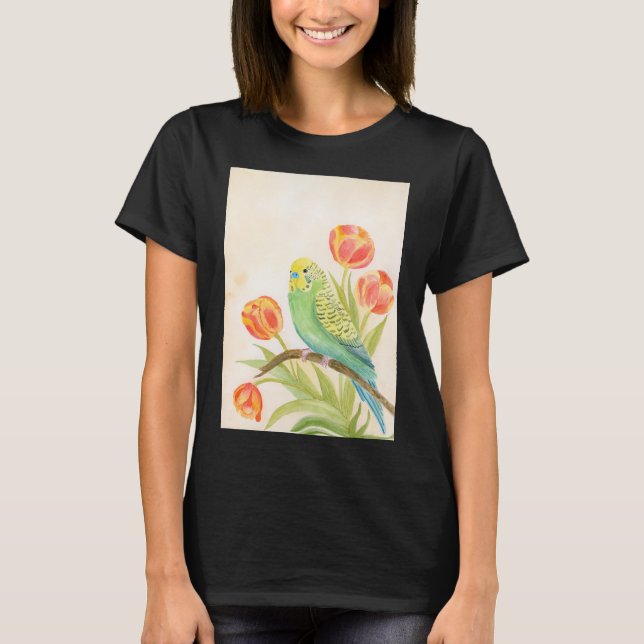 T-shirt Parakeet with Tulips Exotic Pets (Devant)