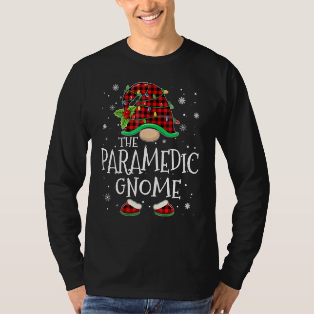 T-shirt Paramedic Gnome Red Plaid Matching Family Christma (Devant)