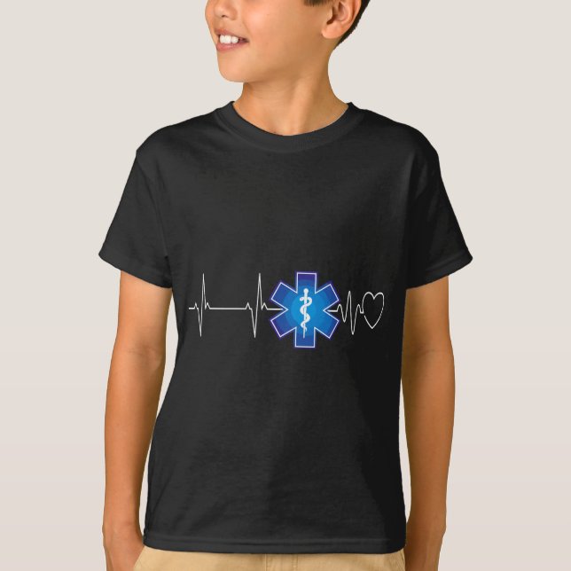 T-shirt Paramedic Heartbeat EKG urgence EMT EMS cadeau (Devant)