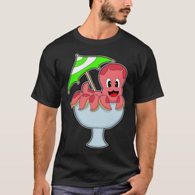 T-shirt Parapluie de cocktail pour fête des pieuvres (Devant)