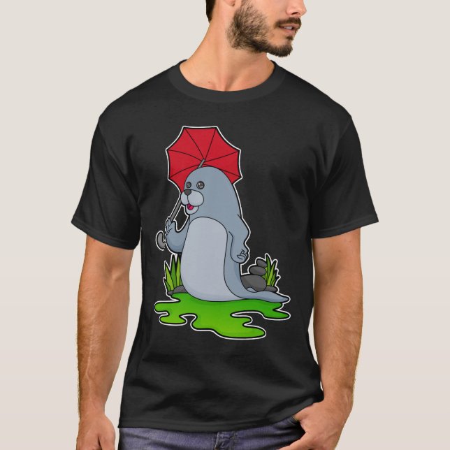 T-shirt Parapluie de pluie de phoque (Devant)