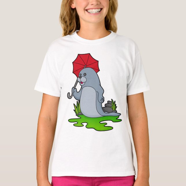 T-shirt Parapluie de pluie de phoque (Devant)