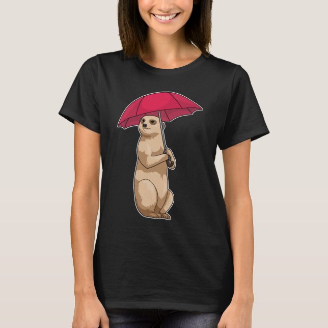 T-shirt Parapluie de pluie Meerkat (Devant)