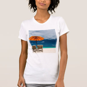 T-shirt Parapluie Soleil Sur La Plage De Sandy Maldives