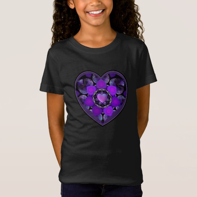 T-Shirt Parapluie violet & coeurs .7 (Devant)