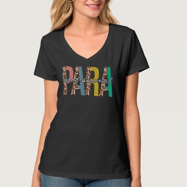 T-shirt Paraprofessionnel Vie Enseignant Leopard Demi-text (Devant)