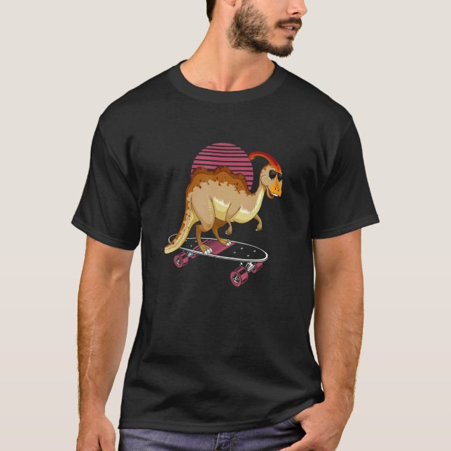 T-shirt Parasaurolophus Dinosaur Desing for Skaterboad (Devant)