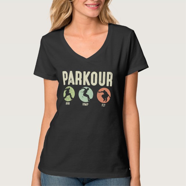 T-shirt Parc de libre parcours Parkour Cours Sauter Voler  (Devant)