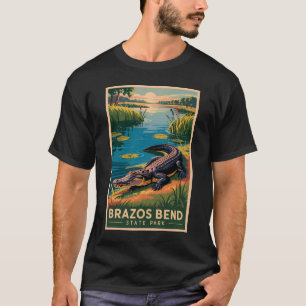 T-shirt Parc d'État de Brazos Bend Texas Voyage Art Vintag