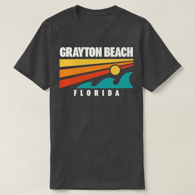 T-shirt Parc d'état de Grayton Beach Floride Vagues rétro (Design devant)