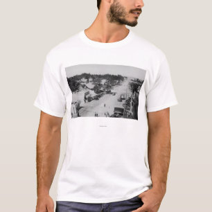 T-shirt Parc d'océan, WA - vue de plage, vieilles voiture