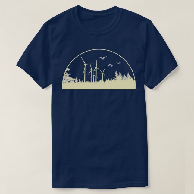 T-shirt parc éolien d'énergie renouvelable dans la forêt a (Design devant)