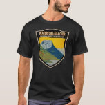 T-shirt Parc international de la paix Waterton-Glacier Vin<br><div class="desc">OEuvre vectorielle du parc international de la Paix Waterton-Glacier dans un style badge. C'est l'union du parc national des Lacs-Waterton au Canada et du parc national des Glaciers aux États-Unis.</div>