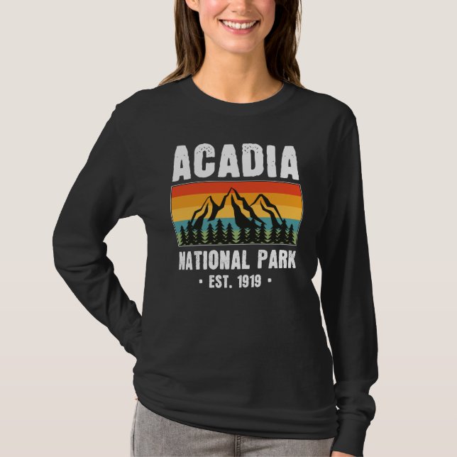 T-shirt Parc national Acadia, Maine Retro Vintage (Devant)