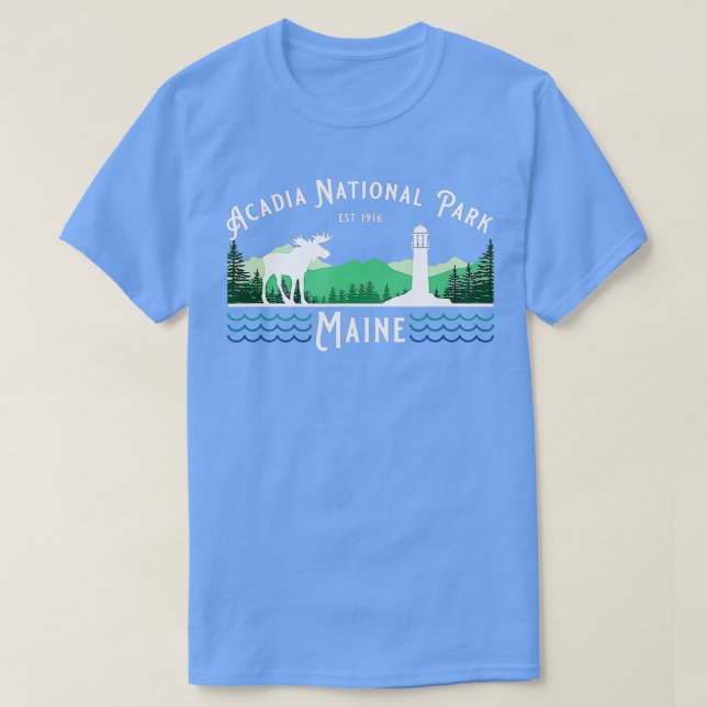 T-shirt Parc national Acadia Phare du Maine Moose Souven (Design devant)