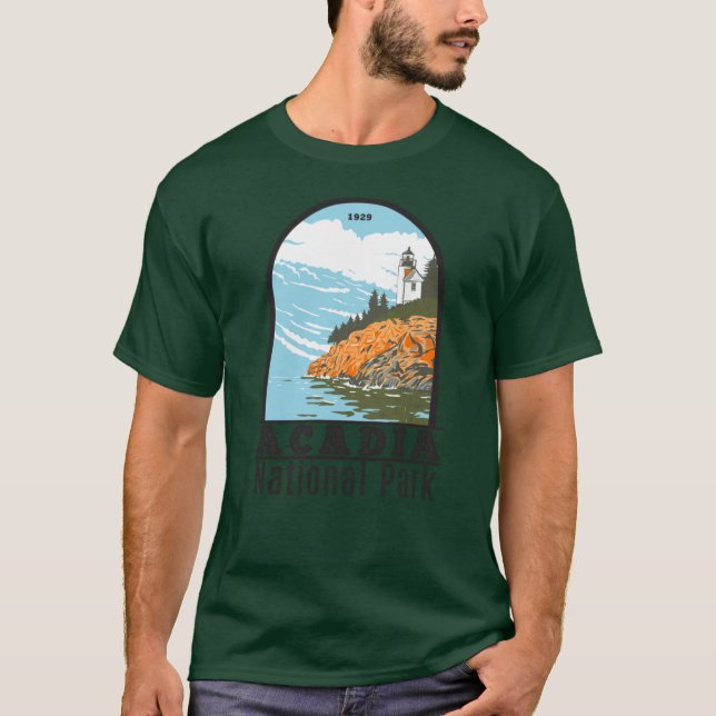 T-shirt Parc national Acadia Phare du Port Bar Maine (Devant)