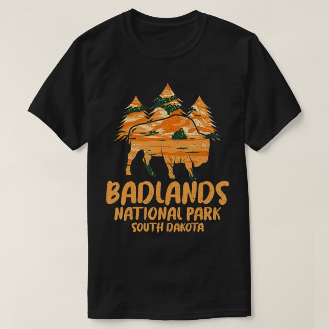 T-shirt Parc national Badlands Dakota du Sud Randonnée Mou (Design devant)