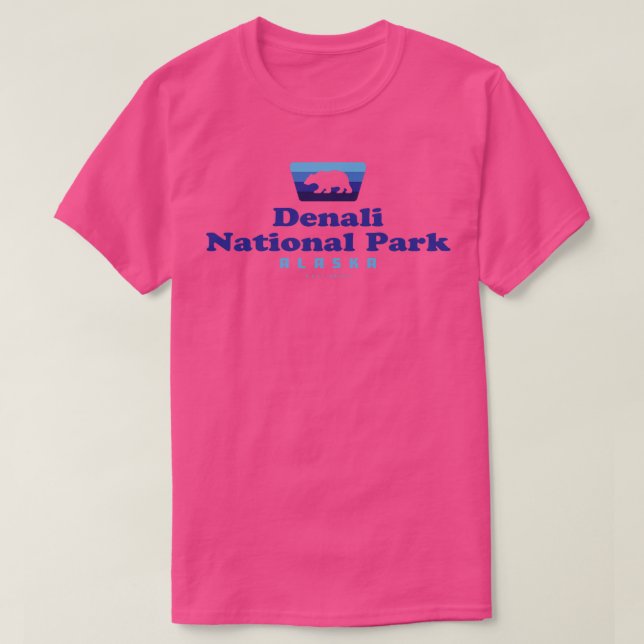 T-shirt Parc national de Denali Badge rétro Bear Blue (Design devant)