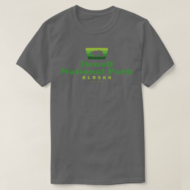 T-shirt Parc national de Denali Insigne rétro Ours vert (Design devant)