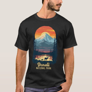 T-shirt Parc national de Denali Retro Sunset Wilderness