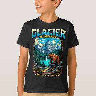 T-shirt Parc national de Glacier Montana États-Unis Rétro