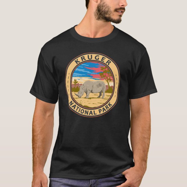 T-shirt Parc national de Kruger Rhinoceros blancs Art de v (Devant)