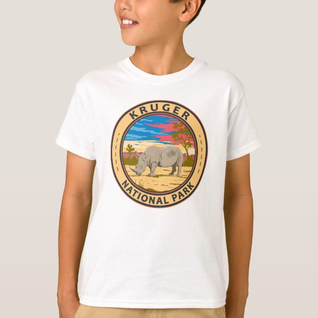 T-shirt Parc national de Kruger Rhinoceros blancs Art de v (Devant)