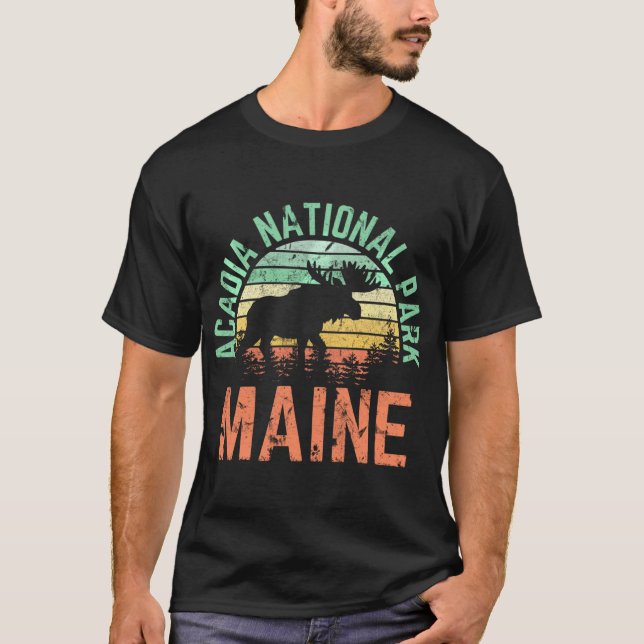 T-shirt Parc national de l'Acadie Maine Moose Randonnées S (Devant)