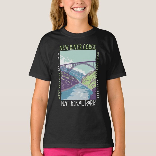 T-shirt Parc national de New River Gorge Vintage désorgani (Devant)