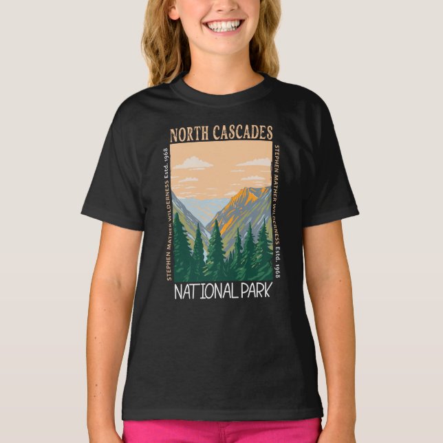 T-shirt Parc national de North Cascades Vintage désorganis (Devant)