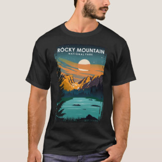T-shirt Parc national de Rocky Mountain la nuit vintage mi