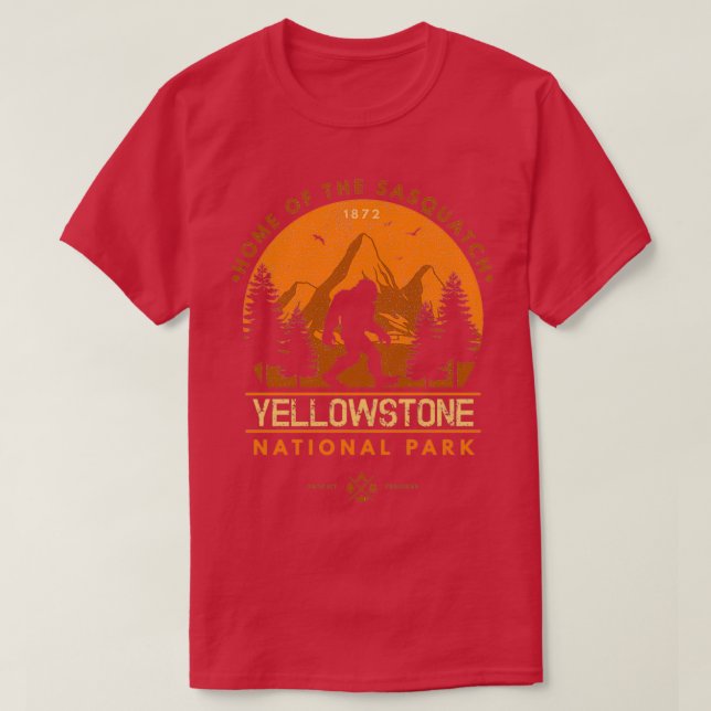 T-shirt Parc national de Yellowstone Accueil du Sasquatch (Design devant)