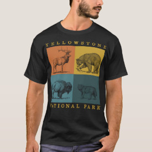 T-shirt Parc national de Yellowstone Animaux rétro Elk Bis