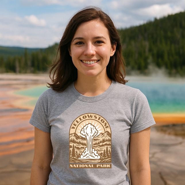 T-shirt Parc national de Yellowstone Art déco rétro (Créateur téléchargé)