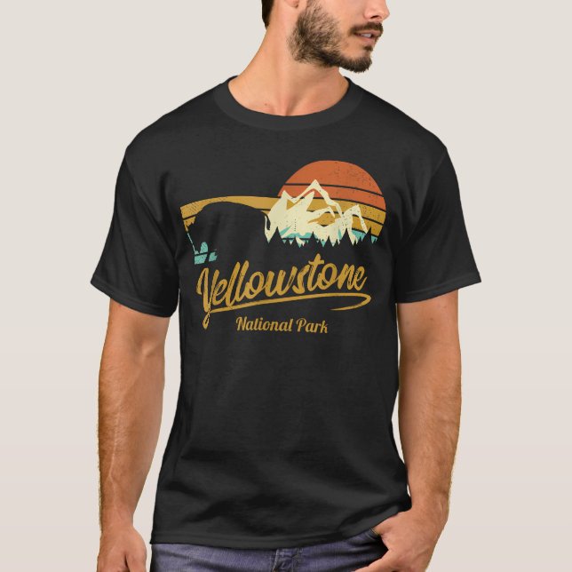 T-shirt Parc national de Yellowstone Bison randonnée vinta (Devant)