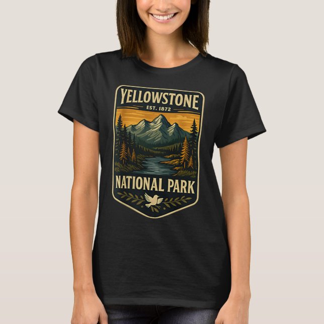 T-shirt Parc national de Yellowstone Emblème de patch vint (Devant)