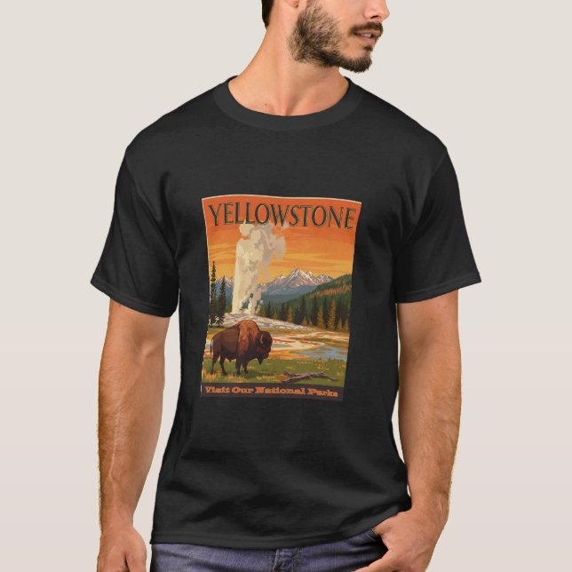 T-shirt Parc national de Yellowstone Impression sur le dev (Devant)