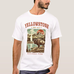 T-shirt Parc national de Yellowstone - Montagne et bison
