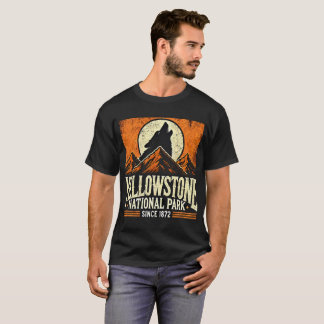 T-shirt Parc national de Yellowstone | Montagnes Wolf Vint
