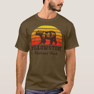 T-shirt Parc national de Yellowstone Ours Coucher de solei