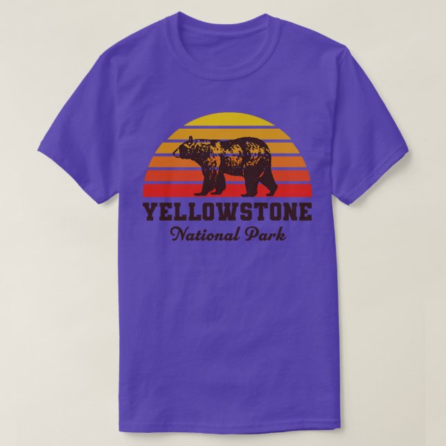 T-shirt Parc national de Yellowstone Ours Coucher de solei (Design devant)