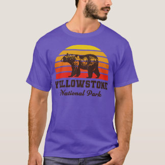 T-shirt Parc national de Yellowstone Ours Coucher de solei